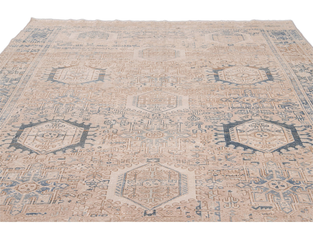 Antique Heriz Wool Rug 8 X 11