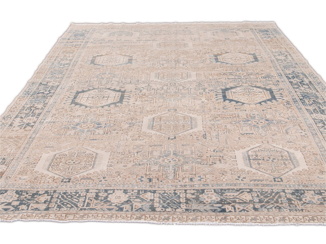 Antique Heriz Wool Rug 8 X 11