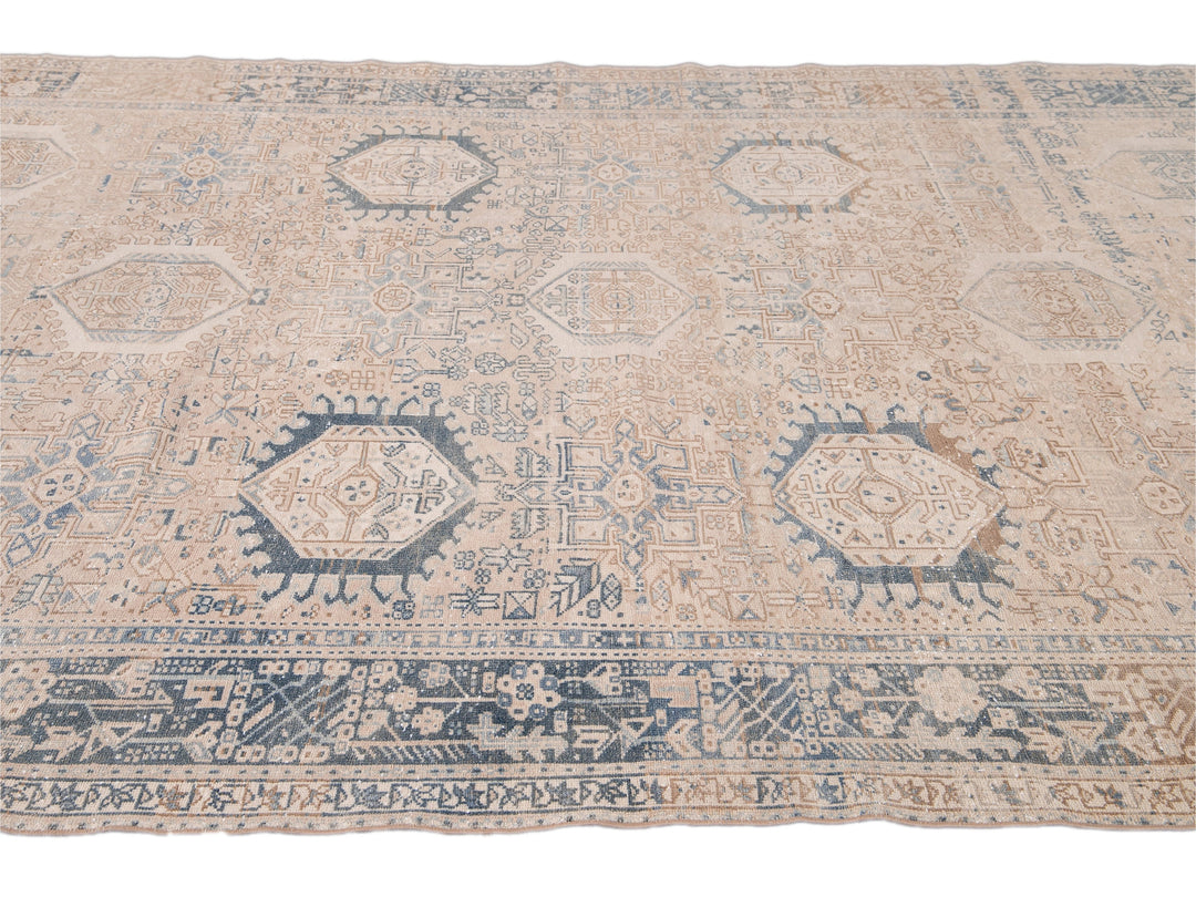 Antique Heriz Wool Rug 8 X 11