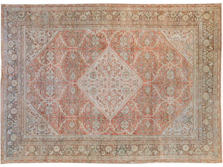 Red Antique Mahal Handmade Medallion Designed Wool Rug