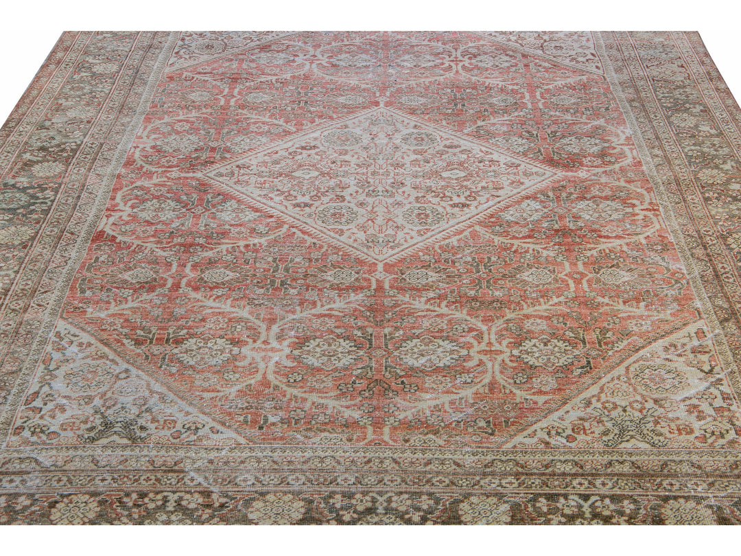 Red Antique Mahal Handmade Medallion Designed Wool Rug