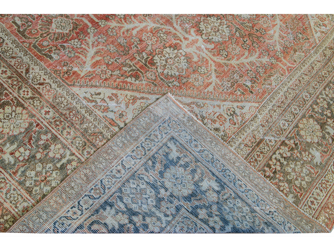 Red Antique Mahal Handmade Medallion Designed Wool Rug