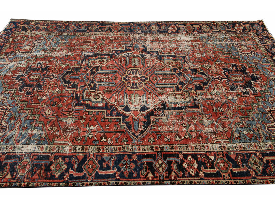 Antique Heriz Wool Rug 6 X 9