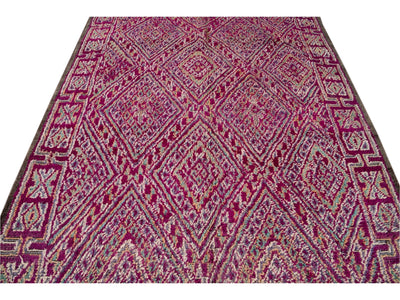 Vintage Dark Purple Moroccan Tribal Wool Rug, 6 x 9