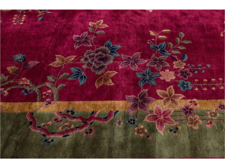 Antique Chinese Art Deco Wool Rug 10 X 13