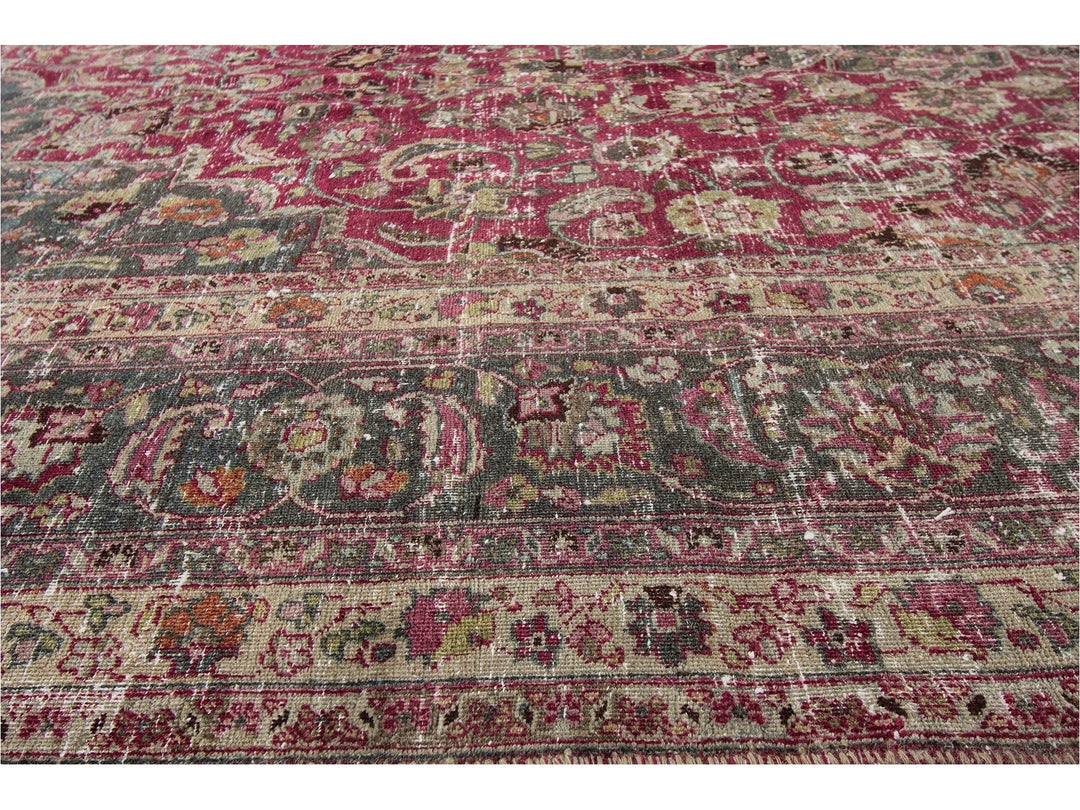 Early 20th Century Vintage Mashad Style Wool Rug 11 X 15