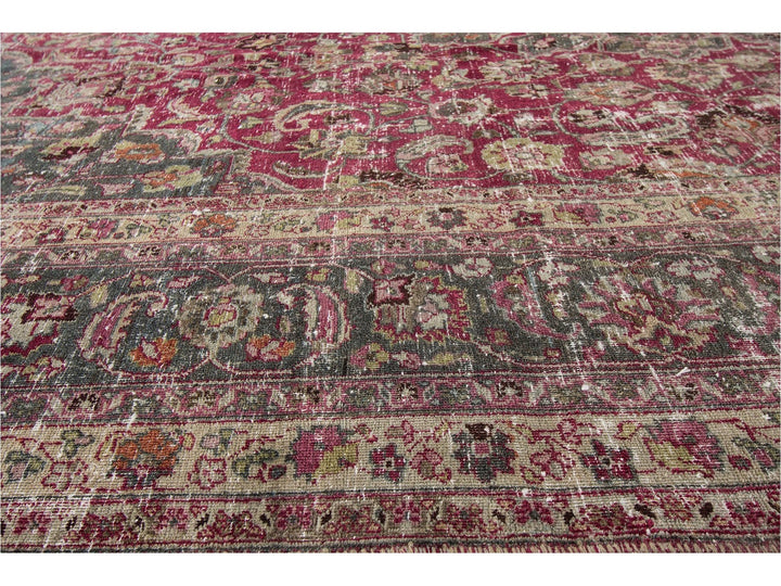 Early 20th Century Vintage Mashad Style Wool Rug 11 X 15