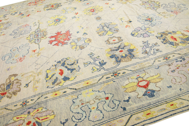 Modern Turkish Oushak Wool Rug 14 X 21