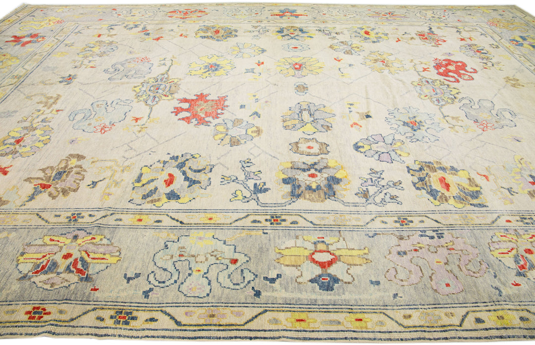 Modern Turkish Oushak Wool Rug 14 X 21