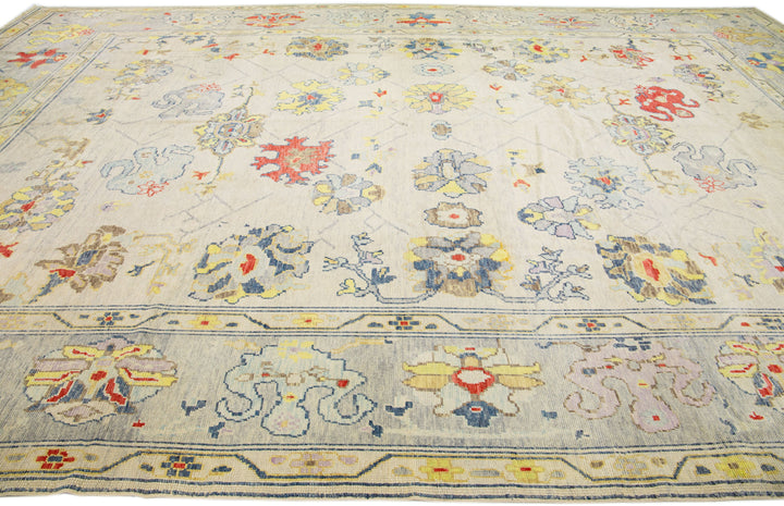 Modern Turkish Oushak Wool Rug 14 X 21