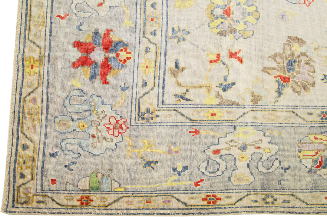 Modern Turkish Oushak Wool Rug 14 X 21