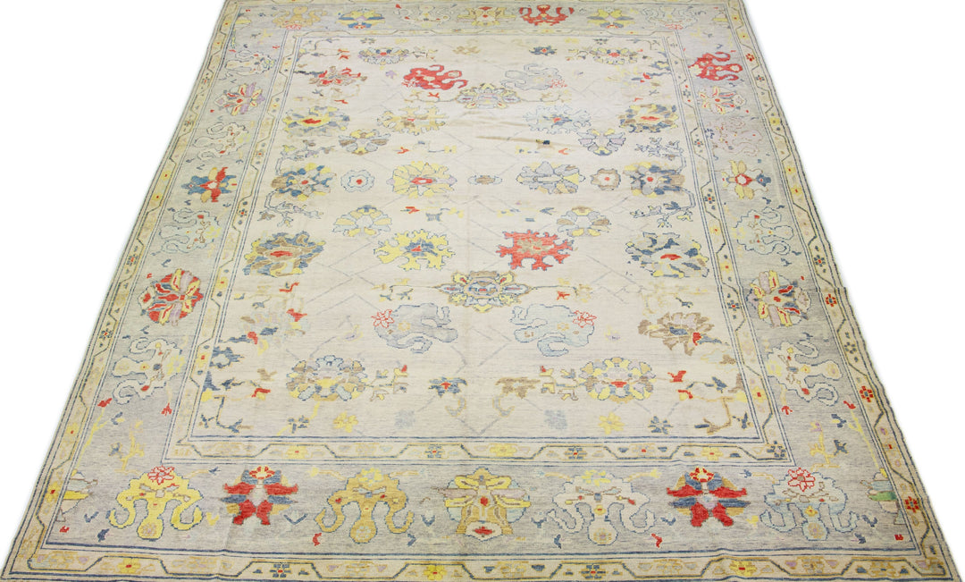 Modern Turkish Oushak Wool Rug 14 X 21
