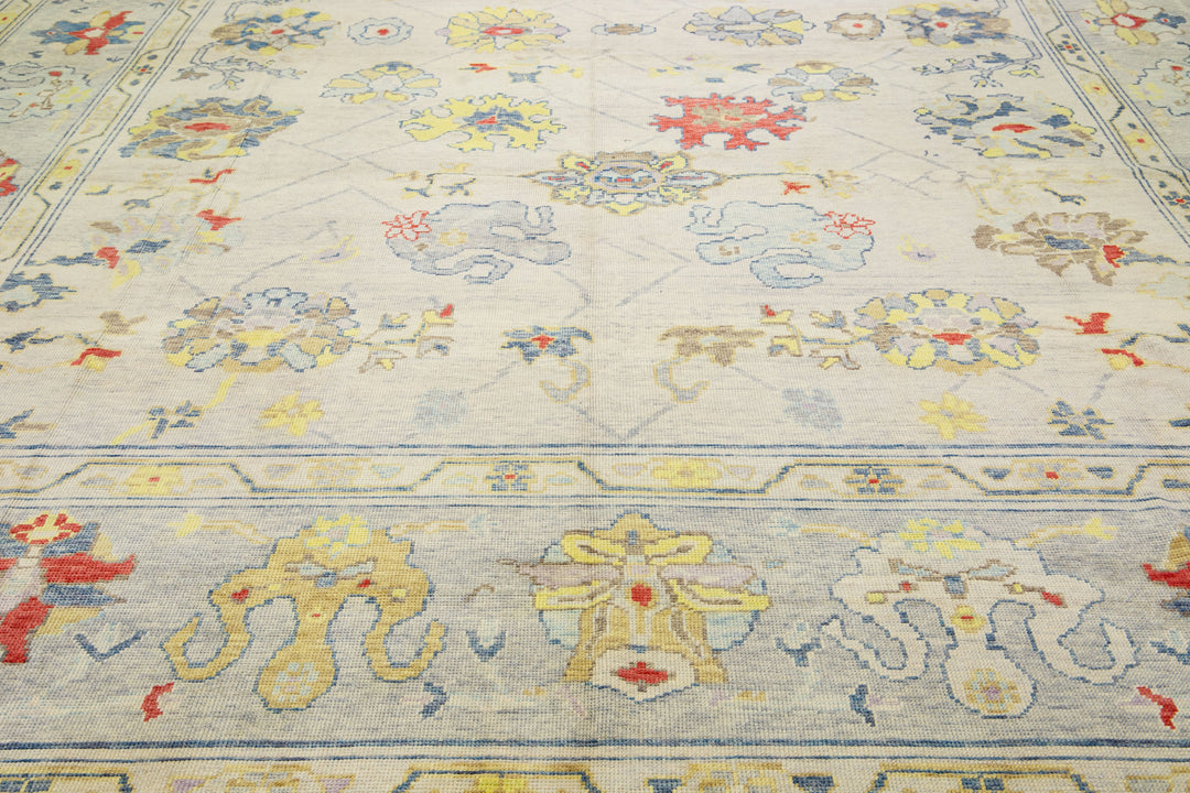 Modern Turkish Oushak Wool Rug 14 X 21