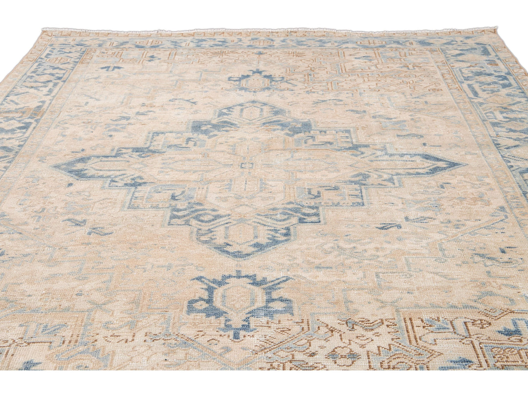 Antique Heriz Wool Rug 7 X 9