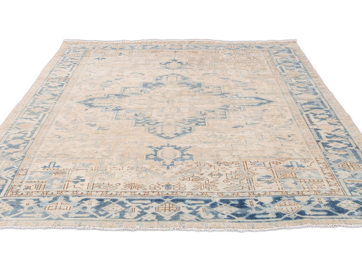 Antique Heriz Wool Rug 7 X 9