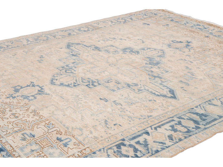 Antique Heriz Wool Rug 7 X 9