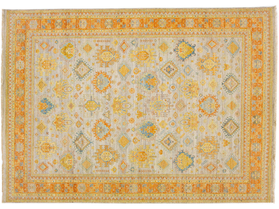 Modern Indian Artisan Wool Rug 10 X 14