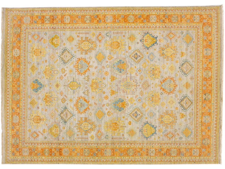 Modern Indian Artisan Wool Rug 10 X 14
