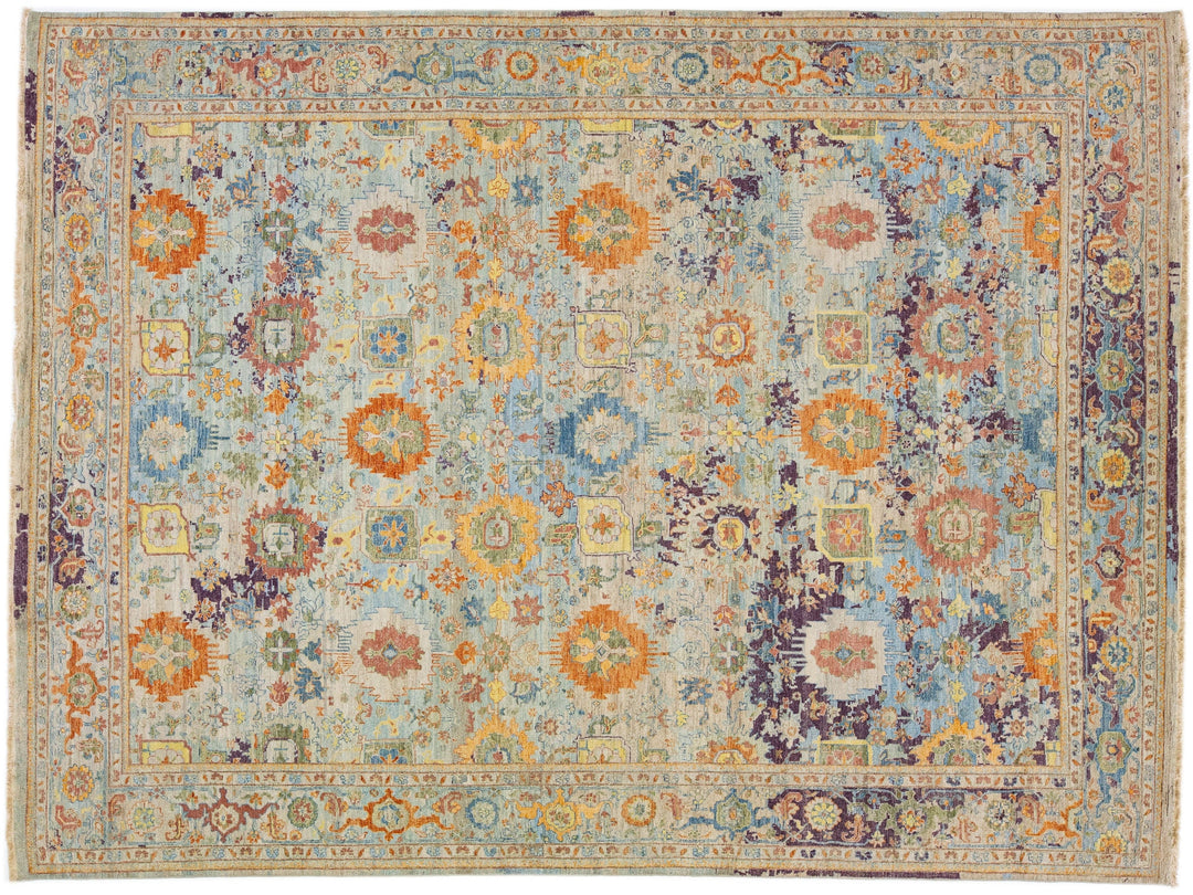 Modern Indian Artisan Wool Rug 10 X 13