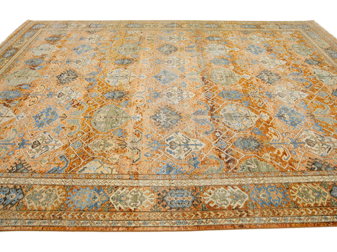 Modern Indian Artisan Wool Rug 10 X 14