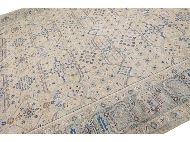 Modern Indian Artisan Wool Rug 10 x 14