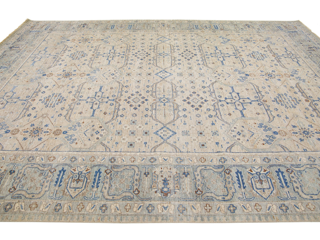 Modern Indian Artisan Wool Rug 10 x 14