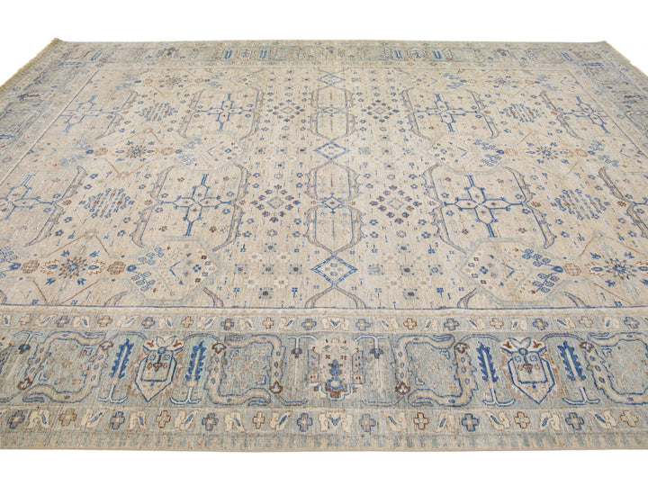 Modern Indian Artisan Wool Rug 10 x 14