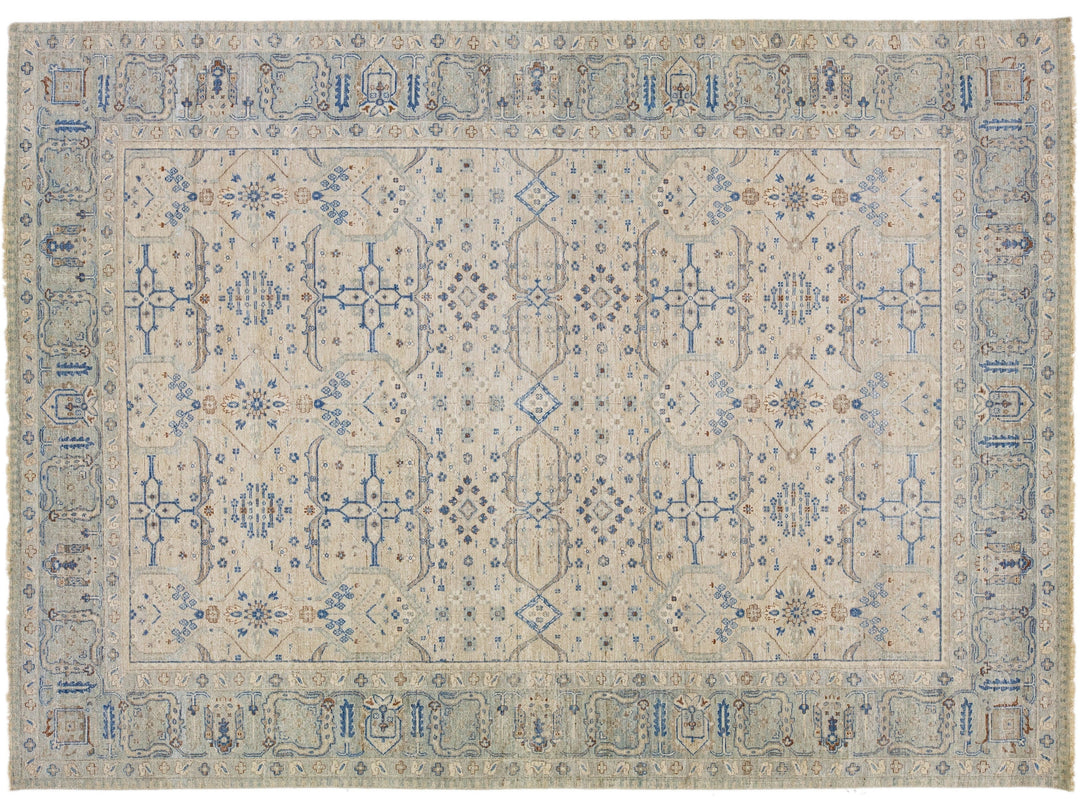 Modern Indian Artisan Wool Rug 10 x 14