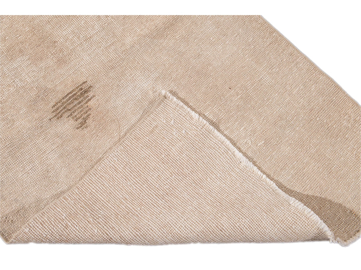 Vintage Turkish Handmade Beige Tribal Wool Runner