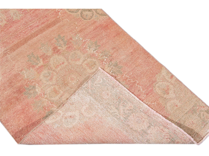 Vintage Turkish Handmade Pink Medallion Floral Wool Runner