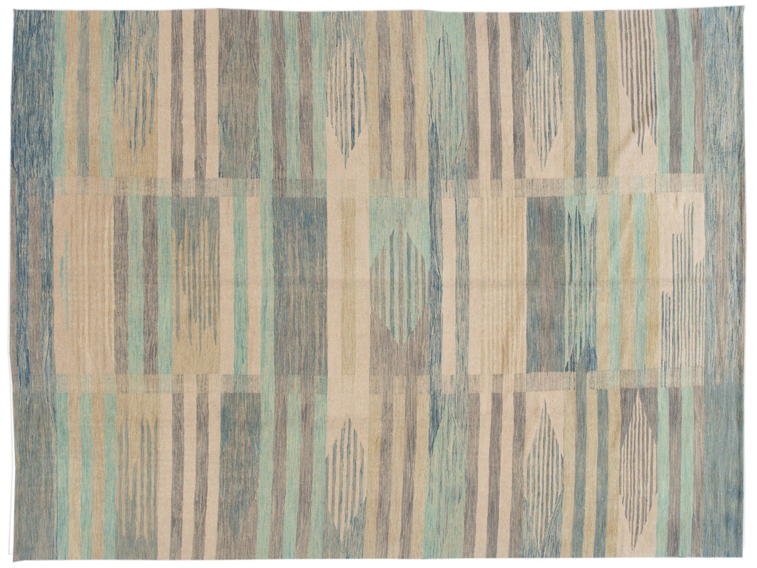 Modern Flat-Weave Wool Rug 9 X 12