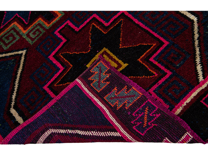Vintage Turkish Handmade Tribal Blue Wool Runner