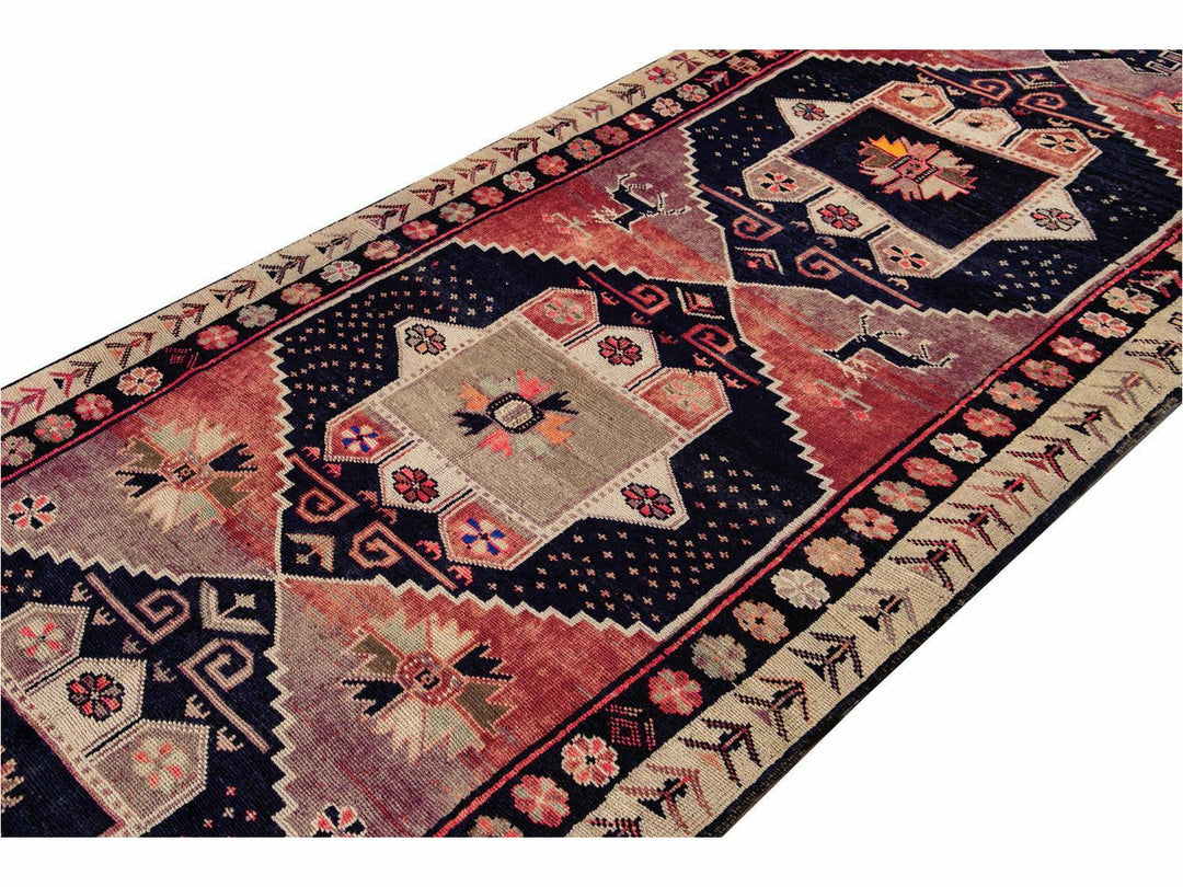 Mid 20th Century Vintage Azeri Wool Runner Rug 5 X 13