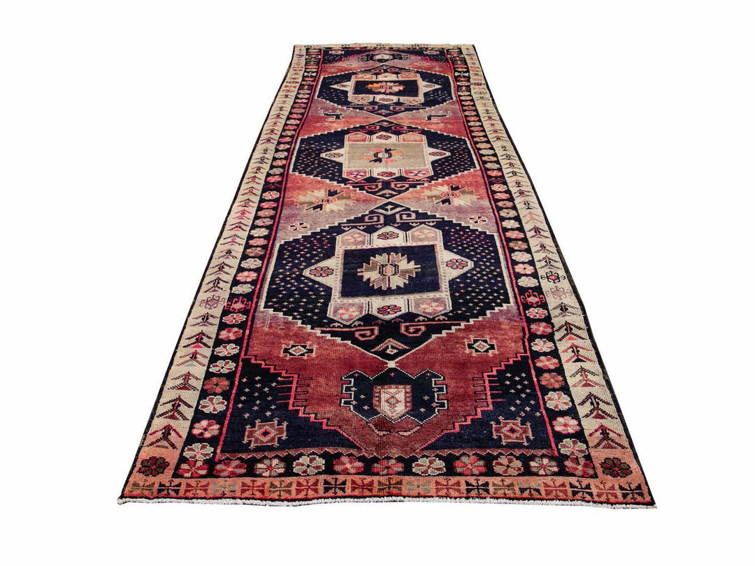 Mid 20th Century Vintage Azeri Wool Runner Rug 5 X 13