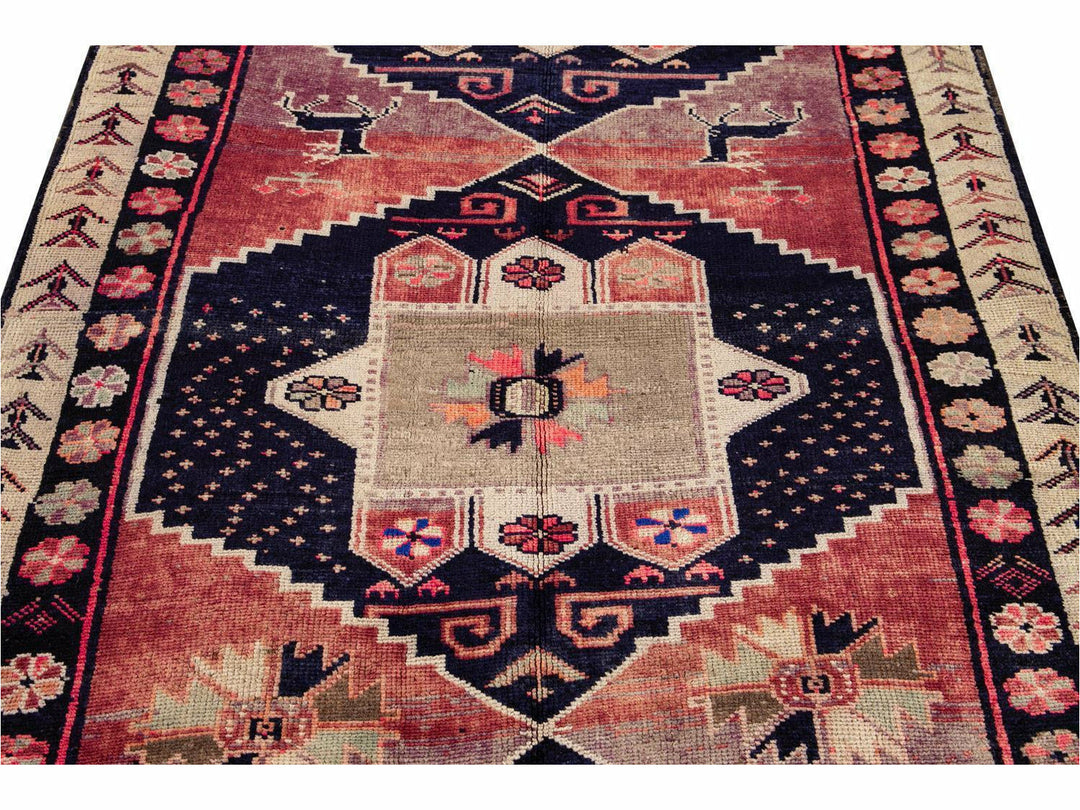 Mid 20th Century Vintage Azeri Wool Runner Rug 5 X 13
