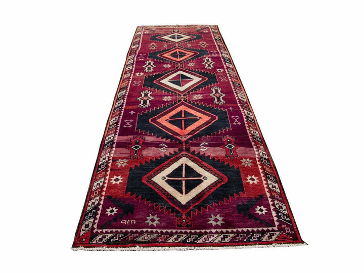 Mid 20th Century Vintage Azeri Wool Runner Rug 4 X 12
