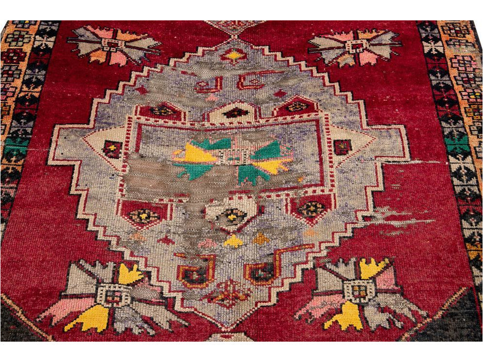 Mid 20th Century Vintage Azeri Wool Runner Rug 5 X 11