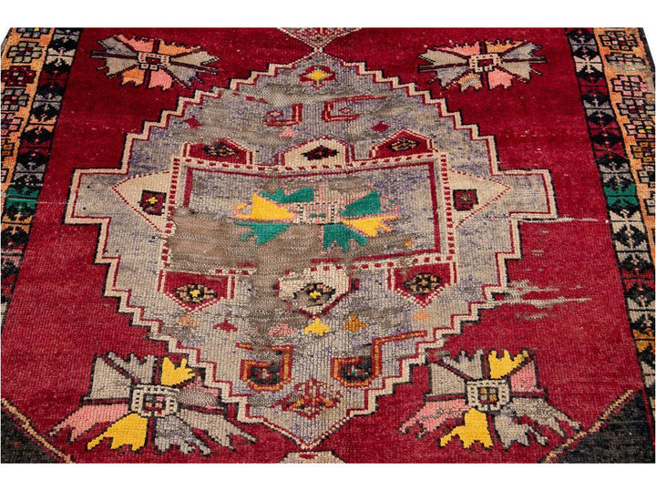 Mid 20th Century Vintage Azeri Wool Runner Rug 5 X 11