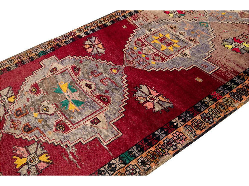 Mid 20th Century Vintage Azeri Wool Runner Rug 5 X 11
