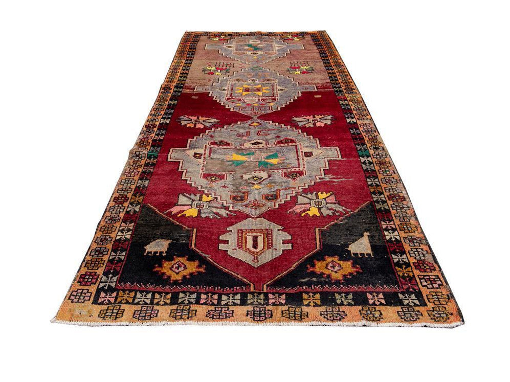 Mid 20th Century Vintage Azeri Wool Runner Rug 5 X 11