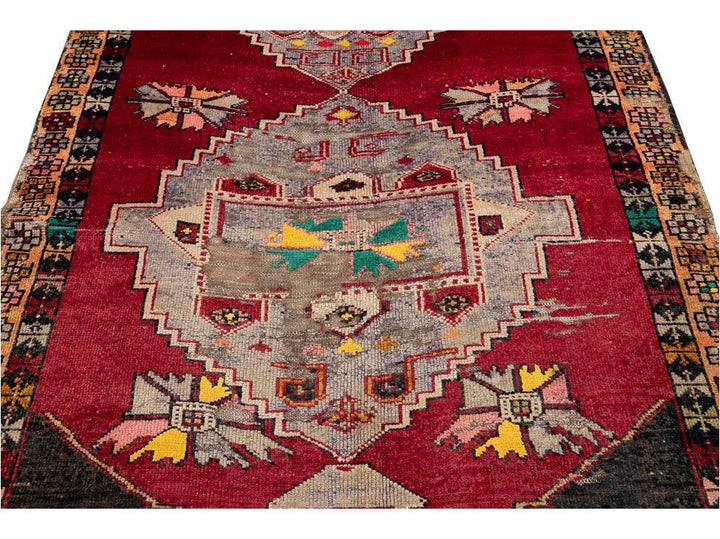 Mid 20th Century Vintage Azeri Wool Runner Rug 5 X 11
