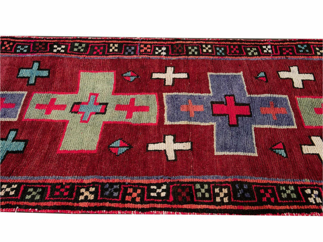 Mid 20th Century Vintage Azeri Wool Runner Rug 4 X 13