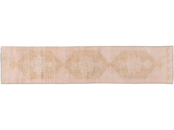 Vintage Tan Turkish Handmade Geometric Wool Runner