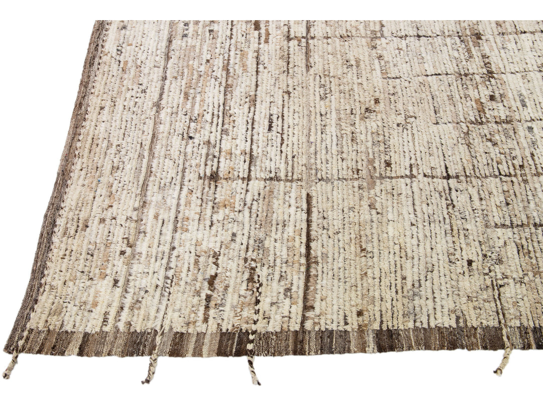 Modern Moroccan Wool Rug 12 X 13