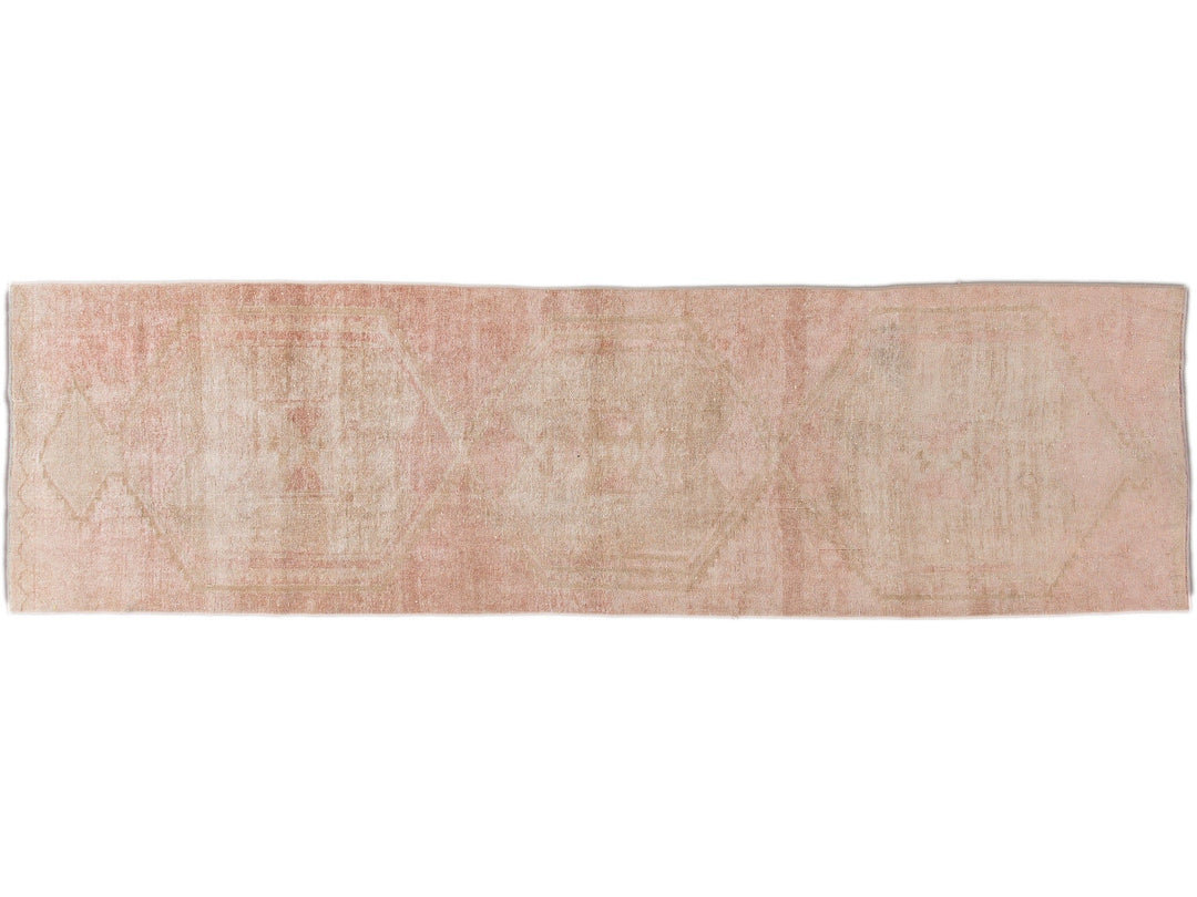 Vintage Turkish Handmade Peach Tribal Wool Runner\