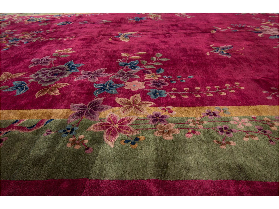 Antique Chinese Art Deco Wool Rug 10 X 13