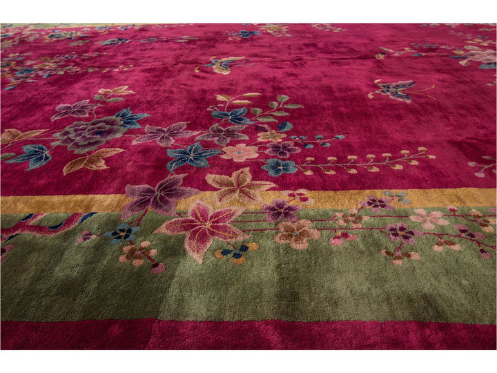 Antique Chinese Art Deco Wool Rug 10 X 13