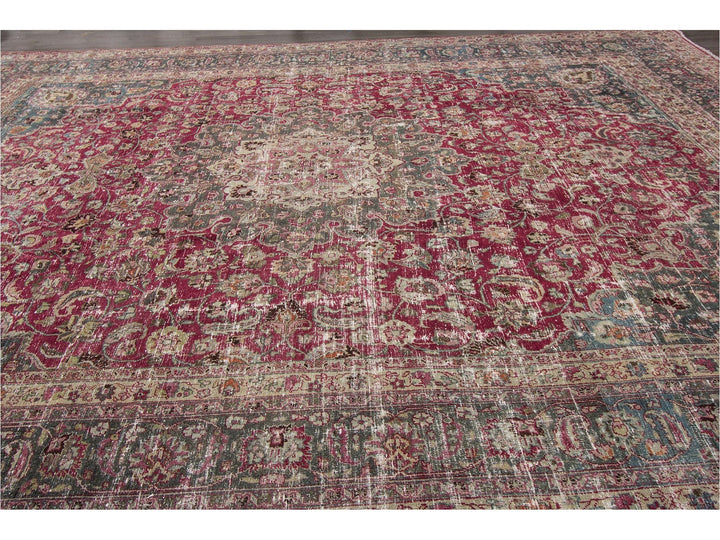 Early 20th Century Vintage Mashad Style Wool Rug 11 X 15