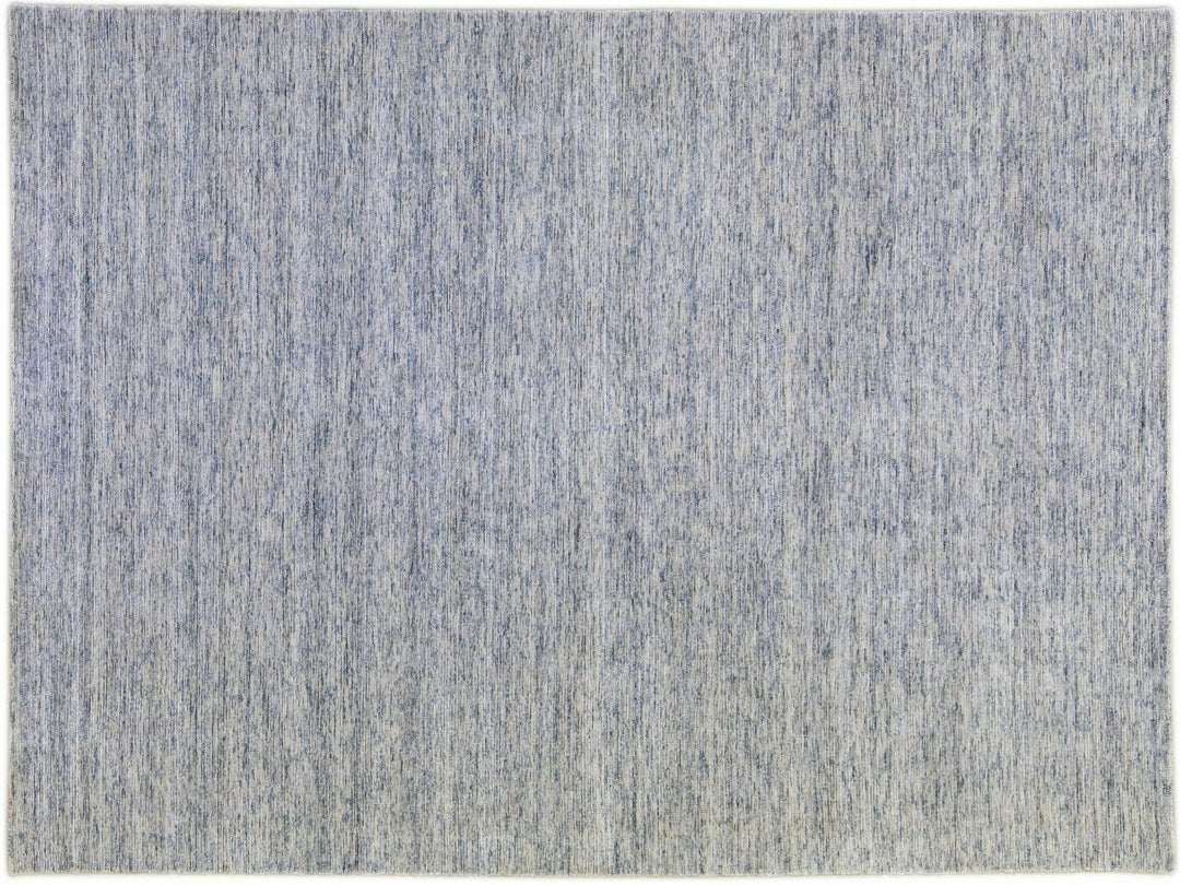 Modern Apadana's Groove Bamboo/Silk Handmade Blue Rug