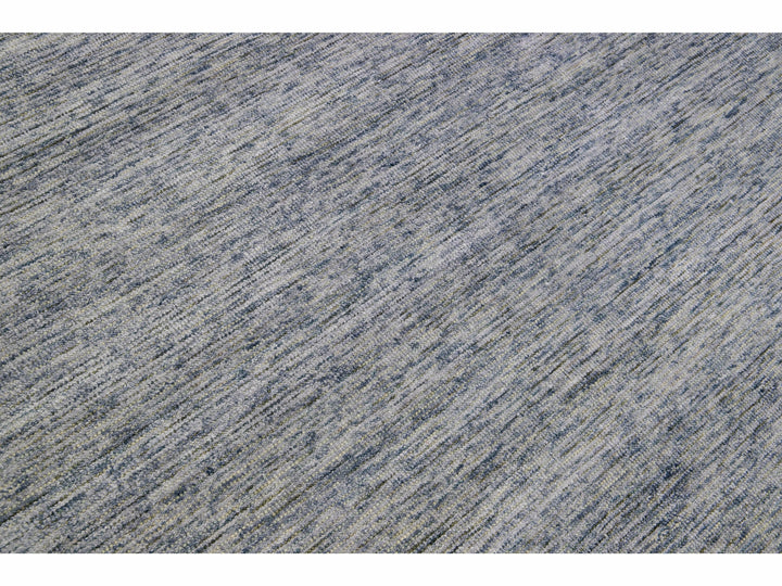 Modern Apadana's Groove Bamboo/Silk Handmade Blue Rug